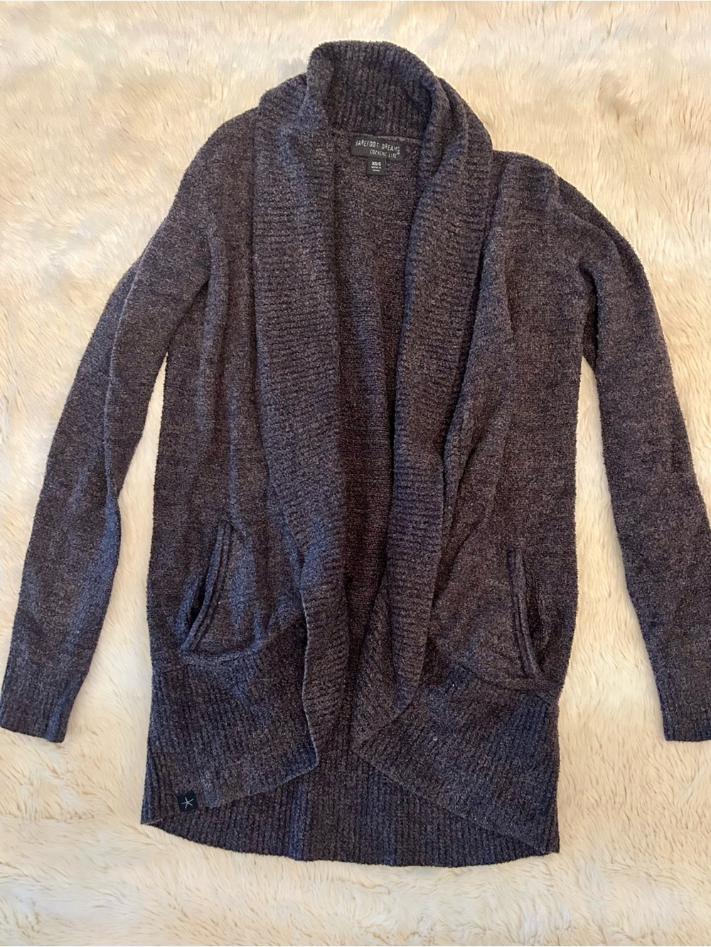 Barefoot Dreams Women's Open Shawl Cardigan - Charcoal Gray